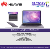 [Grade-A Refurbished] Huawei MateBook 13 | i7-8565U | 8GB Ram | 512GB SSD | QHD Touchscreen Display | Windows 10